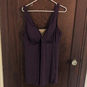 Resorts Plus Plum One Piece Skirted Swimsuit Modest Size 20W